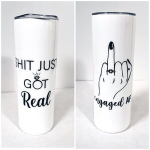 Engagement Gift Engaged AF Tall Insulated Resin Tumbler Cup with Lid